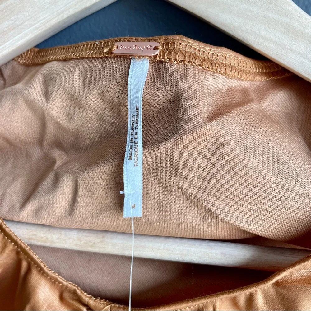 Free People Scrunched Tan Crop Tank Top Shirt Women - Picture 6 of 7